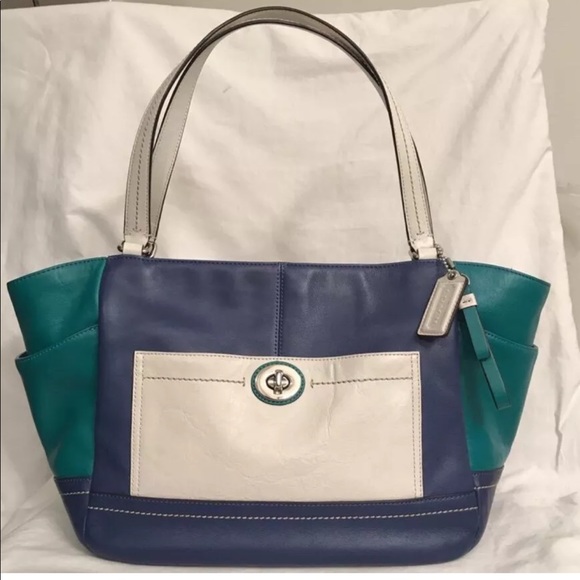 coach color block tote